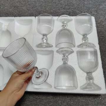 Taganov Vintage Glassware Set of 6 Clear Wine Goblets