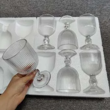 Taganov Vintage Glassware Set of 6 Clear Wine Goblets