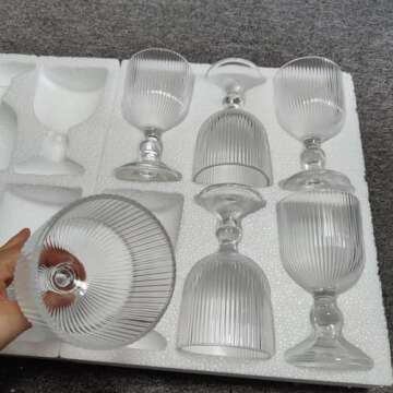 Taganov Vintage Glassware Set of 6 Clear Wine Goblets