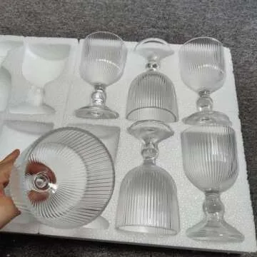 Taganov Vintage Glassware Set of 6 Clear Wine Goblets