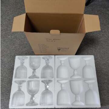 Taganov Vintage Glassware Set of 6 Clear Wine Goblets