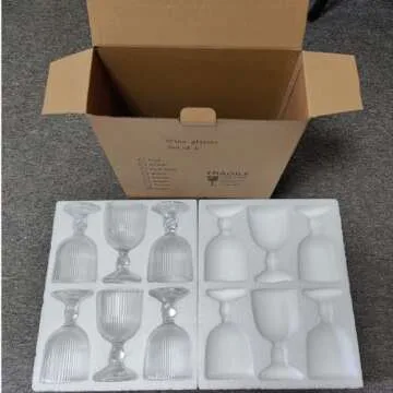 Taganov Vintage Glassware Set of 6 Clear Wine Goblets