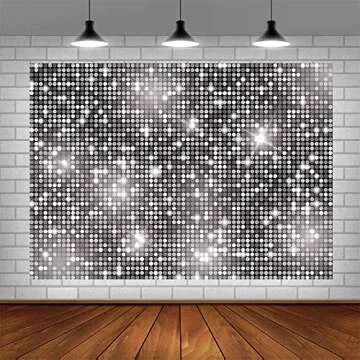 AIBIIN 7x5ft Sliver Backdrop Disco Party Decorations Glitter Birthday Wedding Party Photo Background for Photography 70s Theme Party Banner Photo Studio Props