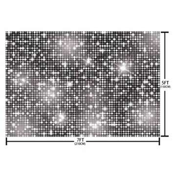 AIBIIN 7x5ft Sliver Backdrop Disco Party Decorations Glitter Birthday Wedding Party Photo Background for Photography 70s Theme Party Banner Photo Studio Props