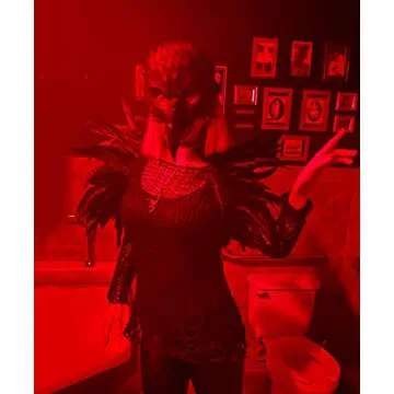 L'VOW Black Feather Shrug Cape Shoulder Wrap Lace Collar Halloween Costumes for Women (Black -001)