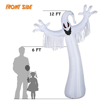 YIHONG 12ft Halloween Inflatable Ghost with LED Lights