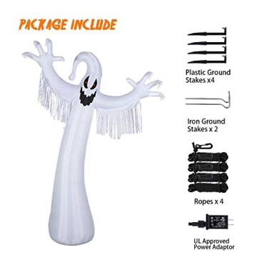 YIHONG 12ft Halloween Inflatable Ghost with LED Lights