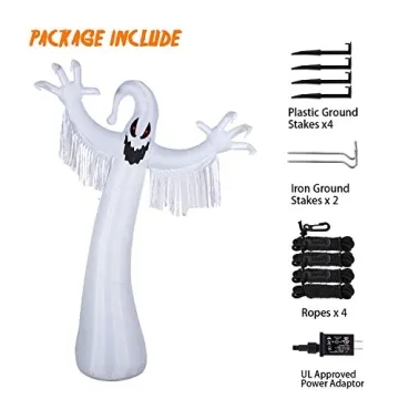 YIHONG 12ft Halloween Inflatable Ghost with LED Lights