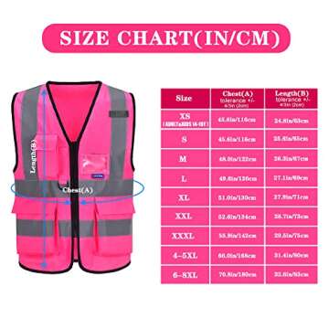 A-SAFETY Pink Safety Vests for Women - High Visibility with 7 Pockets and Reflective Strips