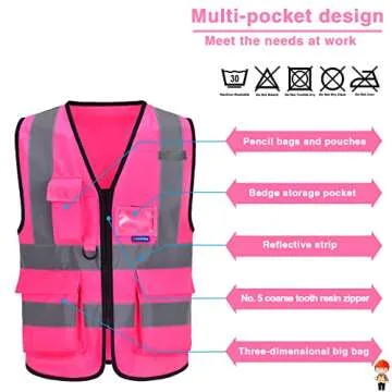 Buy A-SAFETY Pink Safety Vest for Women with Reflective Strips