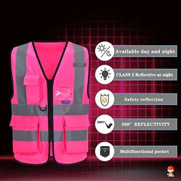 Buy A-SAFETY Pink Safety Vest for Women with Reflective Strips