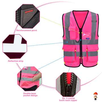 Buy A-SAFETY Pink Safety Vest for Women with Reflective Strips