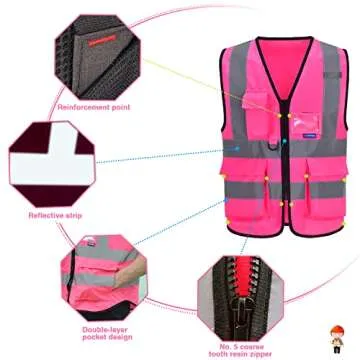 Buy A-SAFETY Pink Safety Vest for Women with Reflective Strips
