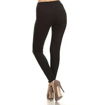 Leggings Depot Womens 1" Waistband High Waisted Solid Leggings Pants (Full Length, Black, One Size Plus)
