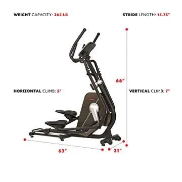 Sunny Health & Fitness Magnetic Elliptical Trainer Machine w/Device Holder, LCD Monitor, 265 LB Max Weight and Pulse Monitoring - Circuit Zone, Black (SF-E3862)