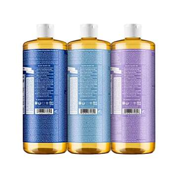 Dr. Bronner's - Pure-Castile Liquid Soap (32 Ounce Variety 3-Pack) Peppermint, Baby Unscented, Laven...