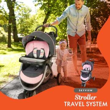 Baby Trend Skyview Stroller Travel System with EZ Flex-Loc Infant Car Seat, Flora