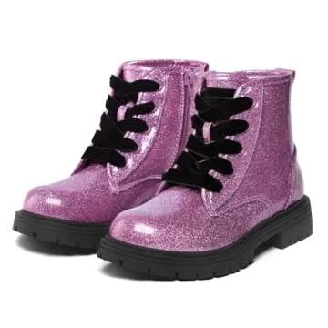 K KomForme Glitter Ankle Boots Waterproof Stylish Combat Shoes