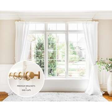 BlastHome® Luxury 8 ft Custom Curtain Rod – 1 1/4" Large Diameter – Premium Brackets & Endcaps ...