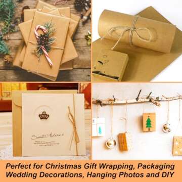 Vivifying Natural Jute Twine, 656 Feet 2mm Thick Brown Twine String for Garden, Crafts, Gifts Wrapping, Packing