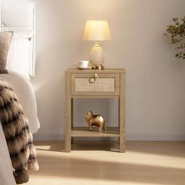 Elegant SICOTAS Rattan Nightstand Set for Bedroom Use