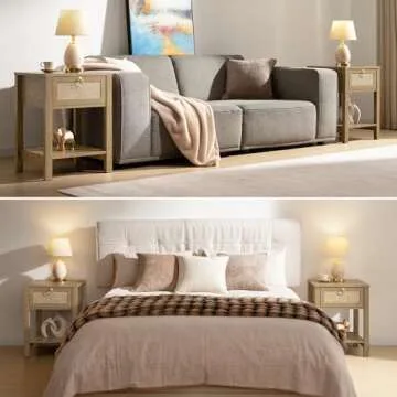 Elegant SICOTAS Rattan Nightstand Set for Bedroom Use