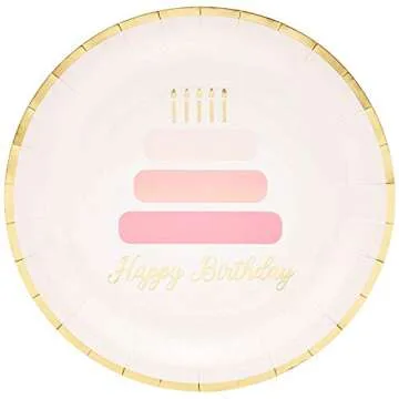 Stylish 48-Pack Pink Birthday Paper Plates by BLUE PANDA