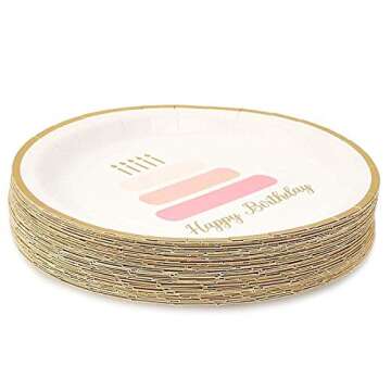 Stylish 48-Pack Pink Birthday Paper Plates by BLUE PANDA