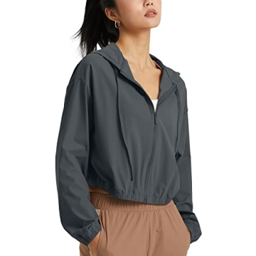 altiland Women's UPF 50+ Sun Protection Cropped Jackets Zip Up Cooling Shirt Athletic Workout Runnin...