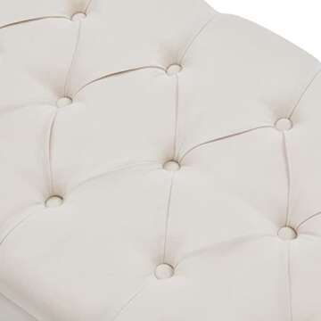 HUIMO 48" Arm Storage Ottoman with 7.5-inch Solid Wood Legs, Storage Bench, Upholstered Window Sitting Bench for Bedroom,End of Bed Bench Indoor, Livingroom, Entryway (Beige)