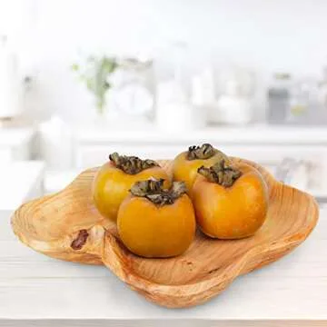 BTEOBFY Natural Wood Fruit Bowl 11-13 inch Handmade Serving Platter