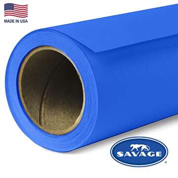 Savage Seamless Paper Photography Backdrop - Color #58 Studio Blue, Size 53 Inches Wide x 36 Feet Lo...