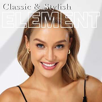 Wowshow Gold Hoop Earrings for Women 14K Gold Plated Hoops Chunky Open Hoops Earrings Lightweight 20mm