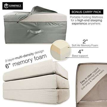 Comfortable Portable Folding Memory Foam Guest Mattress
