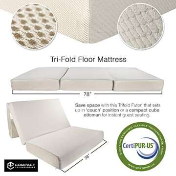 Comfortable Portable Folding Memory Foam Guest Mattress