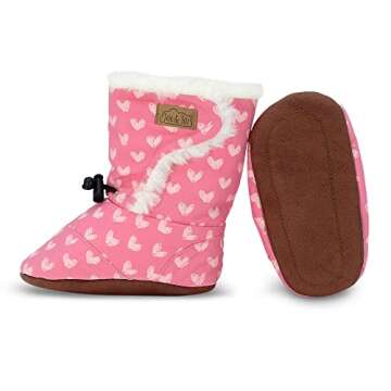 JAN & JUL Baby Girls Winter Booties with Warm Fur Lining (Hearts, Size: Small Infant)