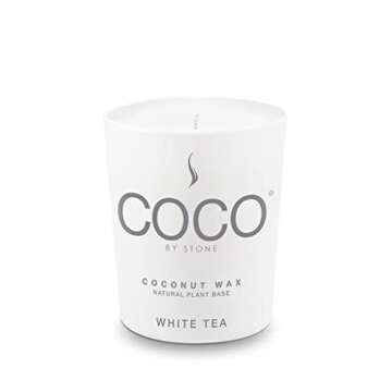 COCO by Stone 11oz Candle, Coconut Apricot Wax Candle for Home (White Tea) Home Fragrance Products, ...