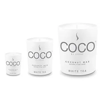 COCO by Stone 11oz Candle, Coconut Apricot Wax Candle for Home (White Tea) Home Fragrance Products, 1 Wick Candle, Enhance Indoor Aroma, Vegan & Cruelty-Free, Clean Burning and Hand Poured Candle