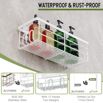 Uamector Shower Caddy with 17 Hooks for Ultimate Organization