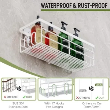 Uamector Shower Caddy with 17 Hooks for Ultimate Organization