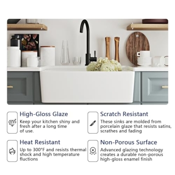 DeerValley White Farmhouse Sink - Elegant & Functional