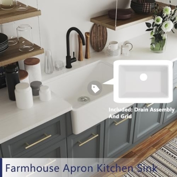 DeerValley White Farmhouse Sink - Elegant & Functional