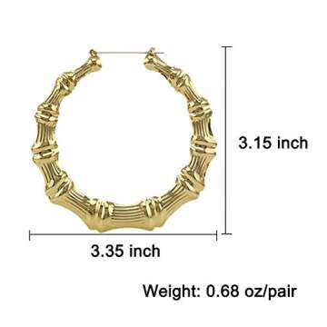 Hip-Hop Oversized Round Circle Bamboo Hoop Earrings 85mm