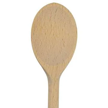BICB Wooden Cooking Oval Spoons - 8”, 10”, 12”, 14” Long Mixing Set - Solid Beechwood Cookware - Perfect for Stirring, Mixing, Tasting, & Serving Food - Pack of 4, Rustic Brown Color