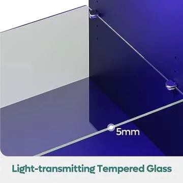 Bestier LED TV Stand for 55/60/65 Inch TV, Gaming Entertainment Center with Cabinet for PS5, Xbox,Modern TV Cabinet with Adjustable Glass Shelves for Living Room, Bedroom 57 Inch,Black