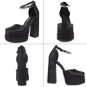 Womens Platform Dress Pumps Stylish Block High Heels