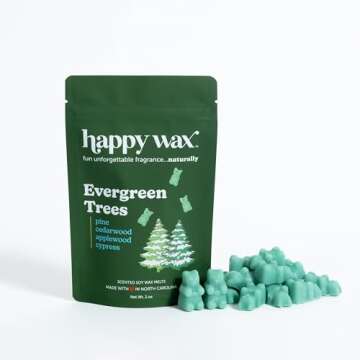 Happy Wax Winter Scented Soy Wax Melts Pine Forest, Evergreen Tree, White Birch (6 oz Mix) (Winter Woods Mix)