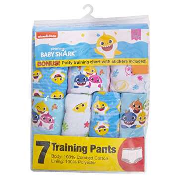 Baby Shark Cotton Potty Training Pant Multipacks with Success Tracking Chart and Stickers, Sizes 18M...
