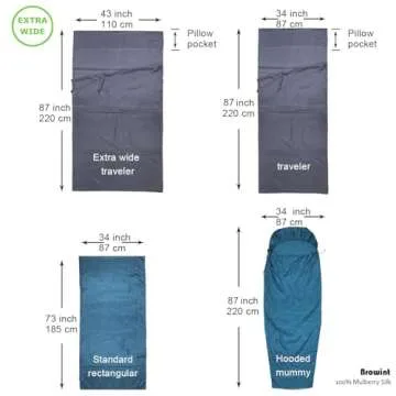 Silk Sleeping Bag Liner - Lightweight and Extra Wide