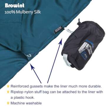Silk Sleeping Bag Liner - Lightweight and Extra Wide